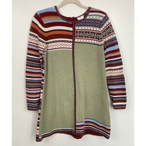 Vintage Hanna Andersson Girls 150 FLAW Storyteller Nordic Stripe Sweater Dress